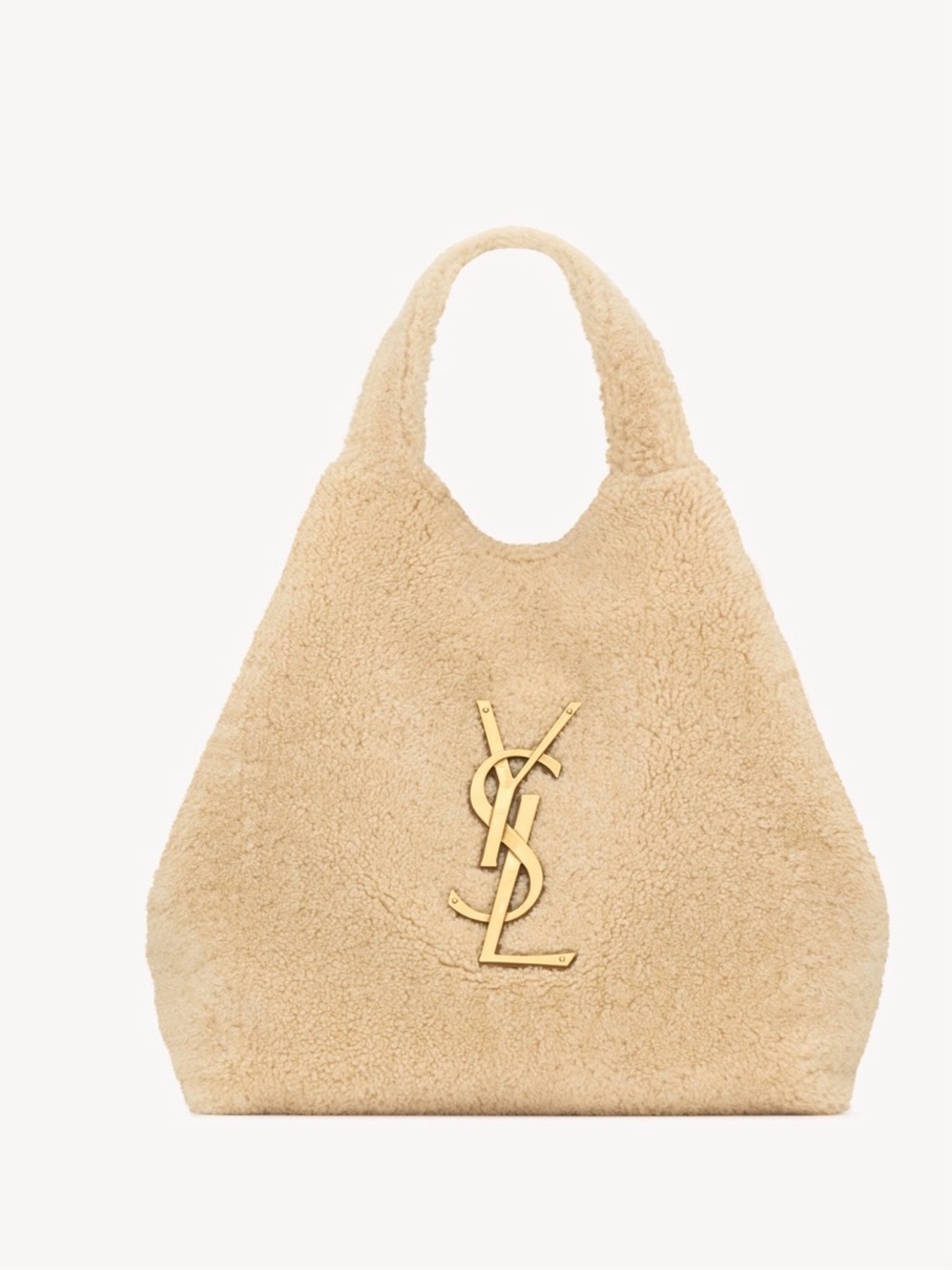 Beige Shearling Logo Tote 🤌🏽make offer